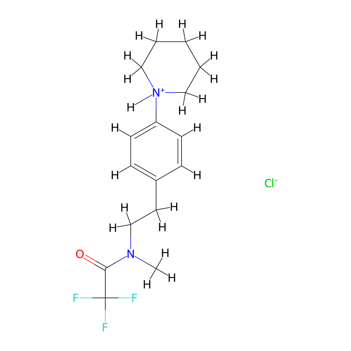 Acetamide, N-methyl-N-(4-piperidinophenethyl)-2,2,2-trifluoro-, hydrochloride molecular structure, CAS 38591-48-9