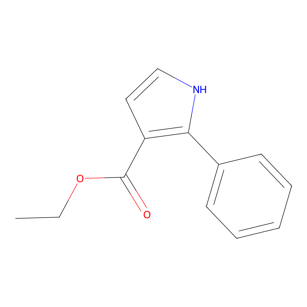 Ethyl 2-phenyl-1H-pyrrole-3-carboxylate molecular structure, CAS 38597-58-9
