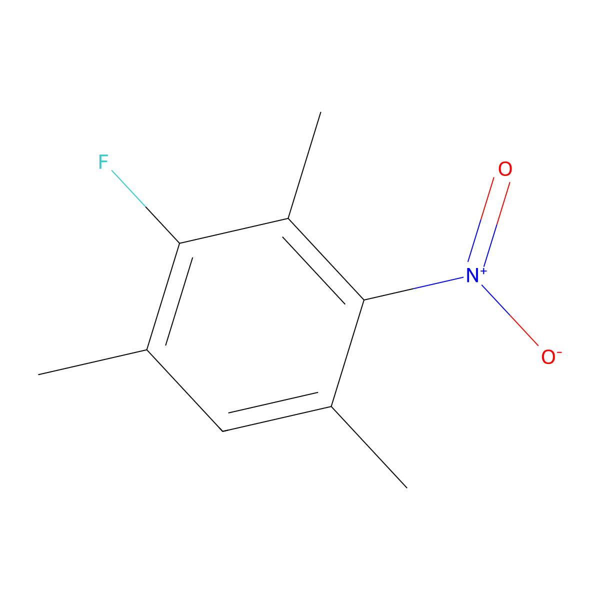 2-Fluoro-1,3,5-trimethyl-4-nitrobenzene molecular structure, CAS 386-66-3