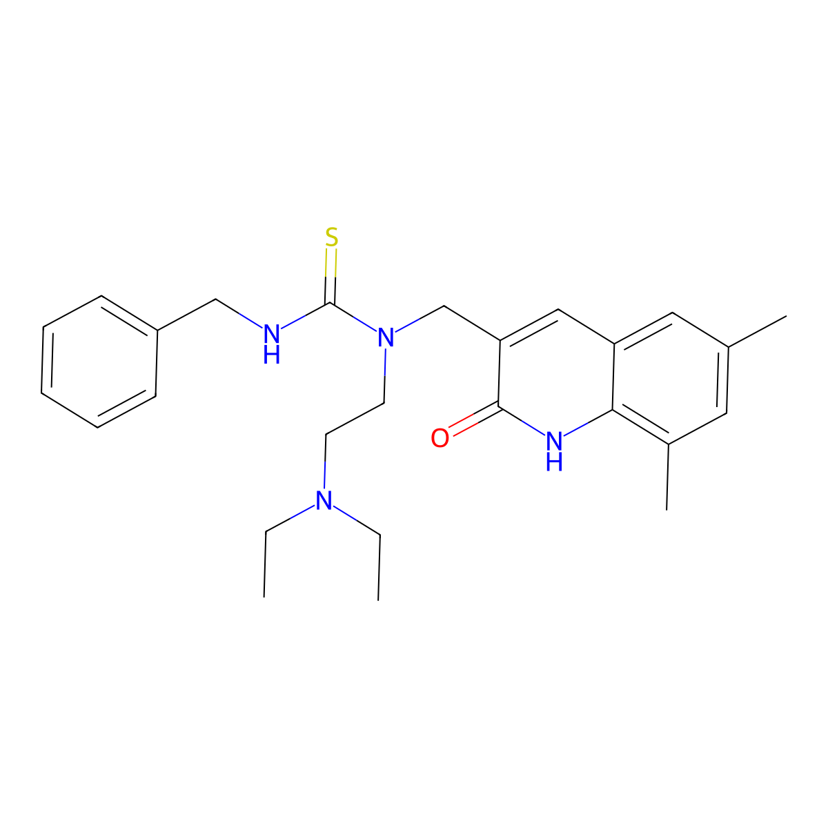 3-benzyl-1-[2-(diethylamino)ethyl]-1-[(6,8-dimethyl-2-oxo-1H-quinolin-3-yl)methyl]thiourea molecular structure, CAS 3860-44-4