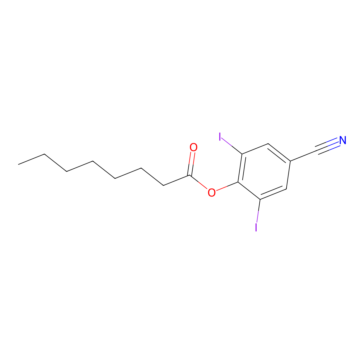 Ioxynil octanoate molecular structure, CAS 3861-47-0
