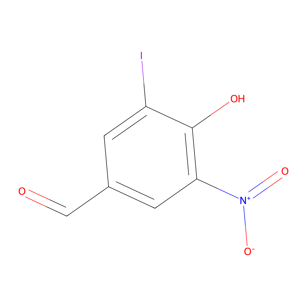 4-Hydroxy-3-iodo-5-nitrobenzaldehyde molecular structure, CAS 3861-58-3
