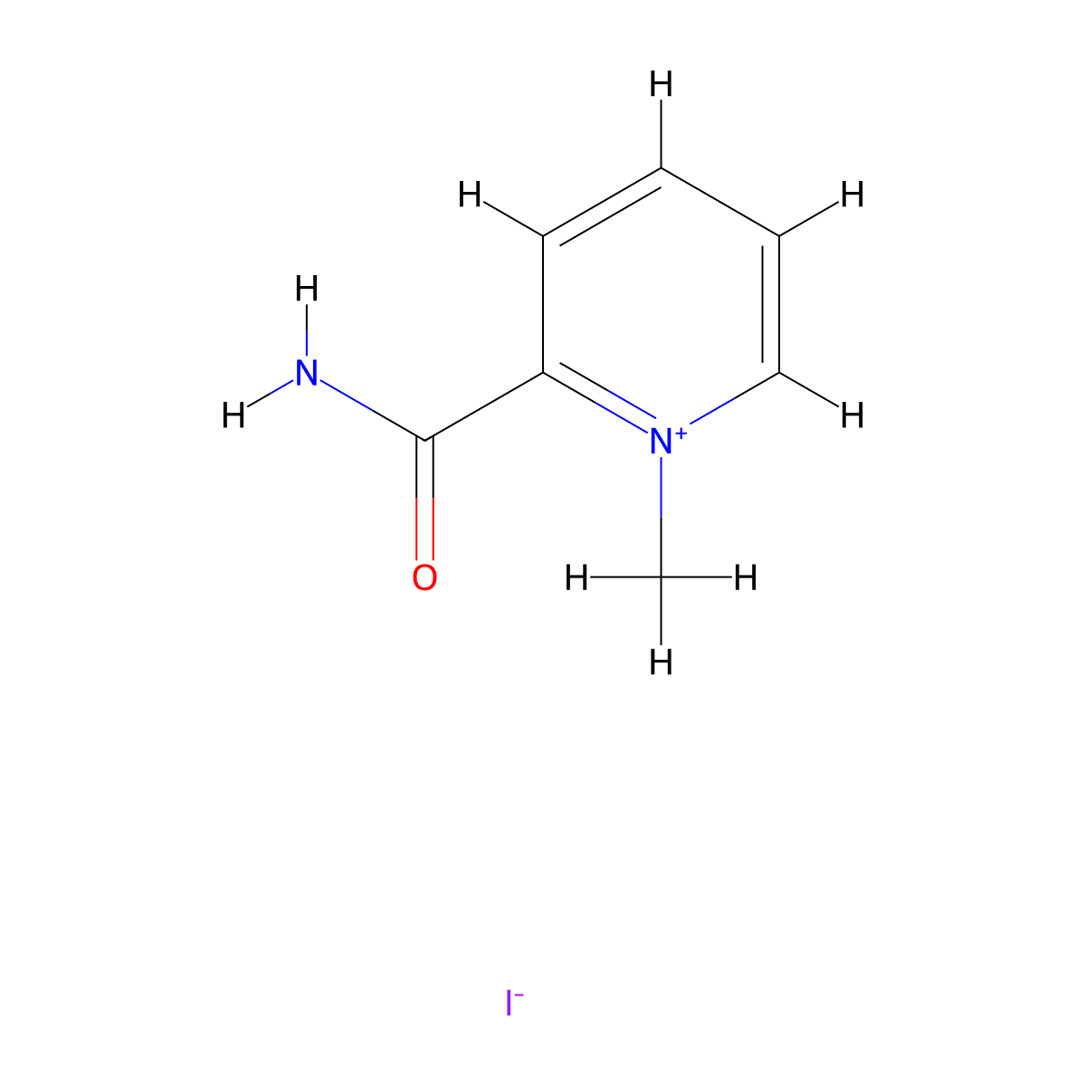 Pyridinium, 2-(aminocarbonyl)-1-methyl-, iodide molecular structure, CAS 3861-69-6