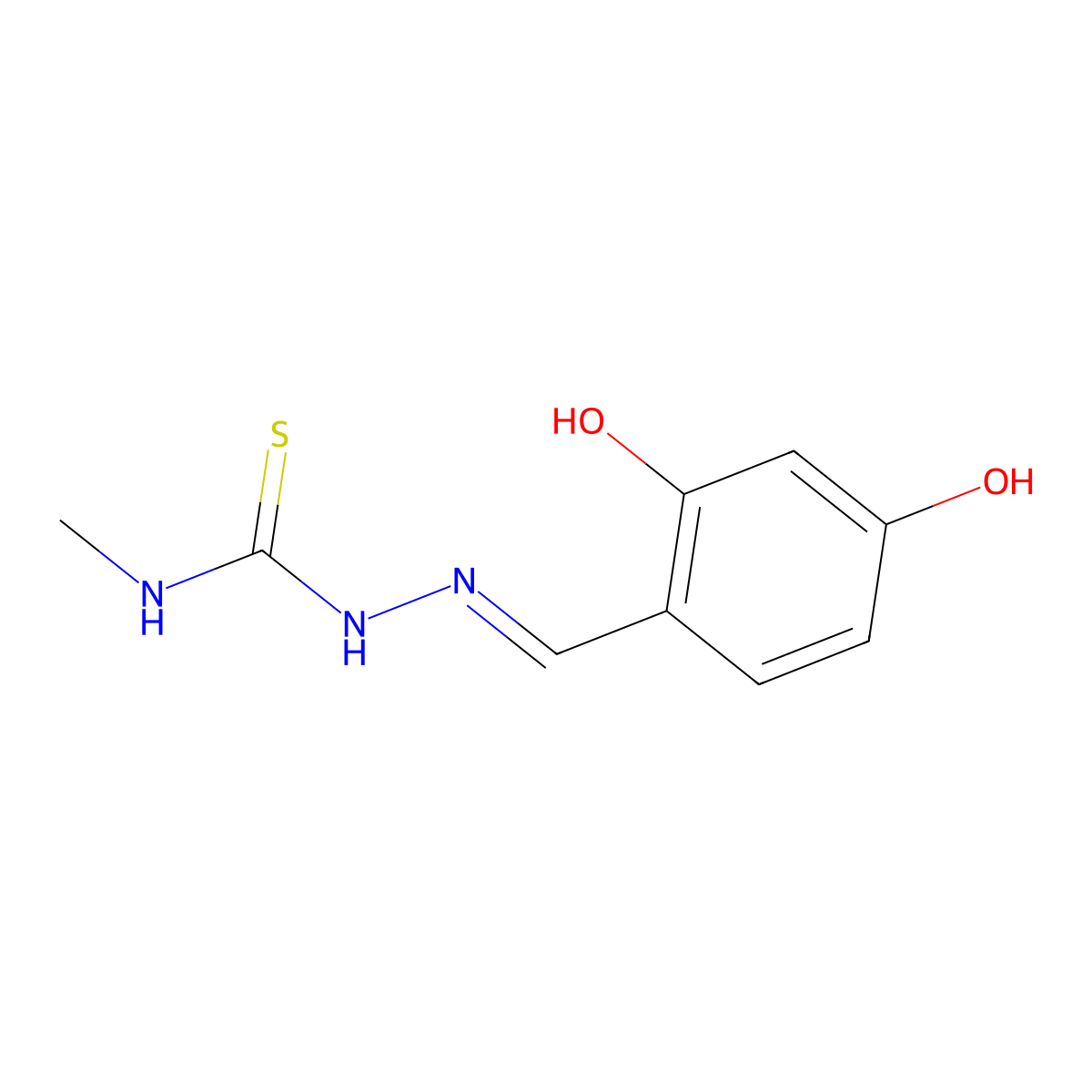 Hydrazinecarbothioamide, 2-[(2,4-dihydroxyphenyl)methylene]-N-methyl- molecular structure, CAS 386254-60-0
