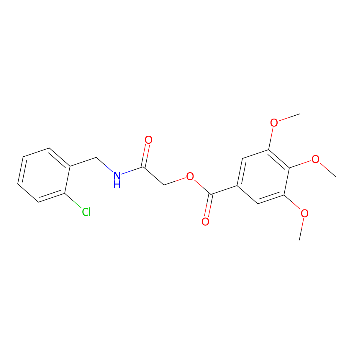 {[(2-Chlorophenyl)methyl]carbamoyl}methyl 3,4,5-trimethoxybenzoate molecular structure, CAS 386262-40-4