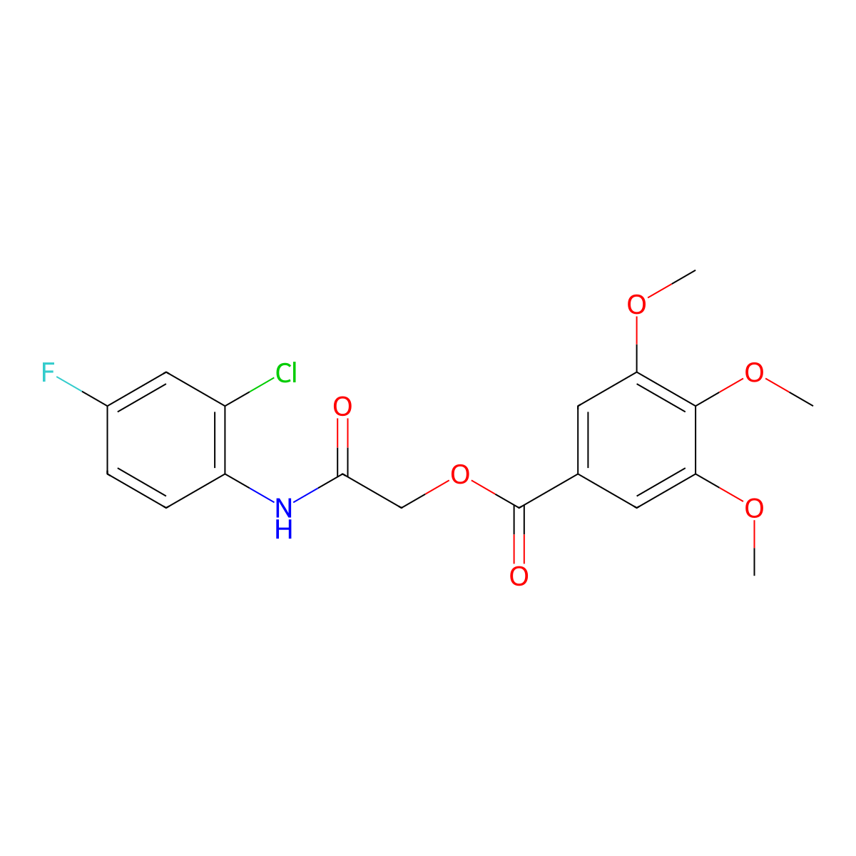 [2-(2-Chloro-4-fluoroanilino)-2-oxoethyl] 3,4,5-trimethoxybenzoate molecular structure, CAS 386262-42-6