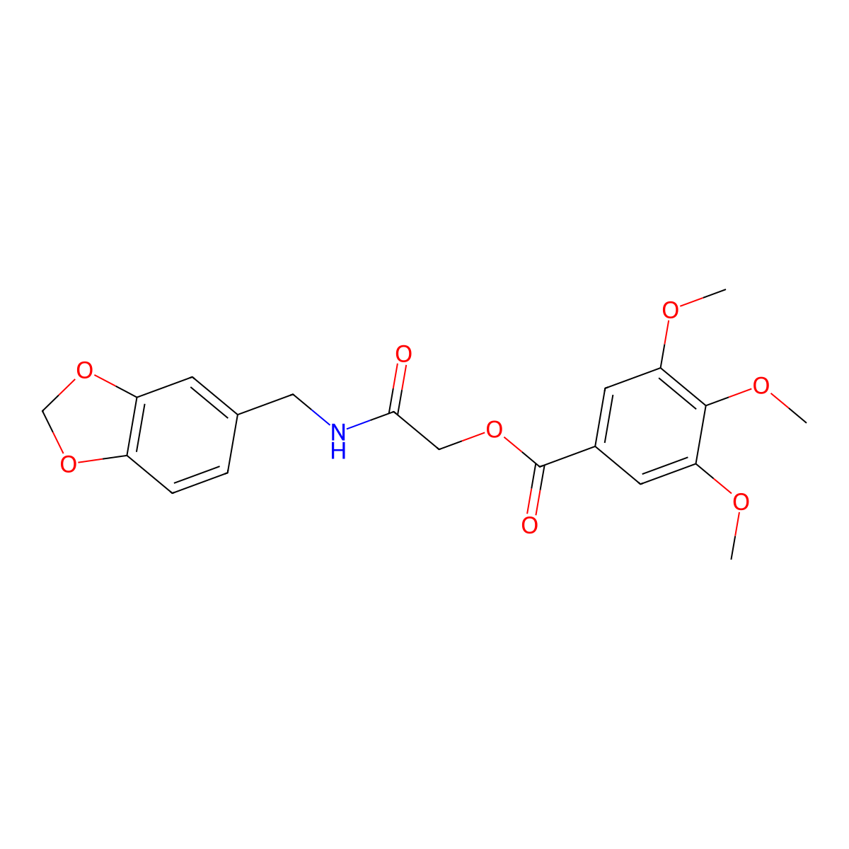 [2-(1,3-Benzodioxol-5-ylmethylamino)-2-oxoethyl] 3,4,5-trimethoxybenzoate molecular structure, CAS 386262-89-1
