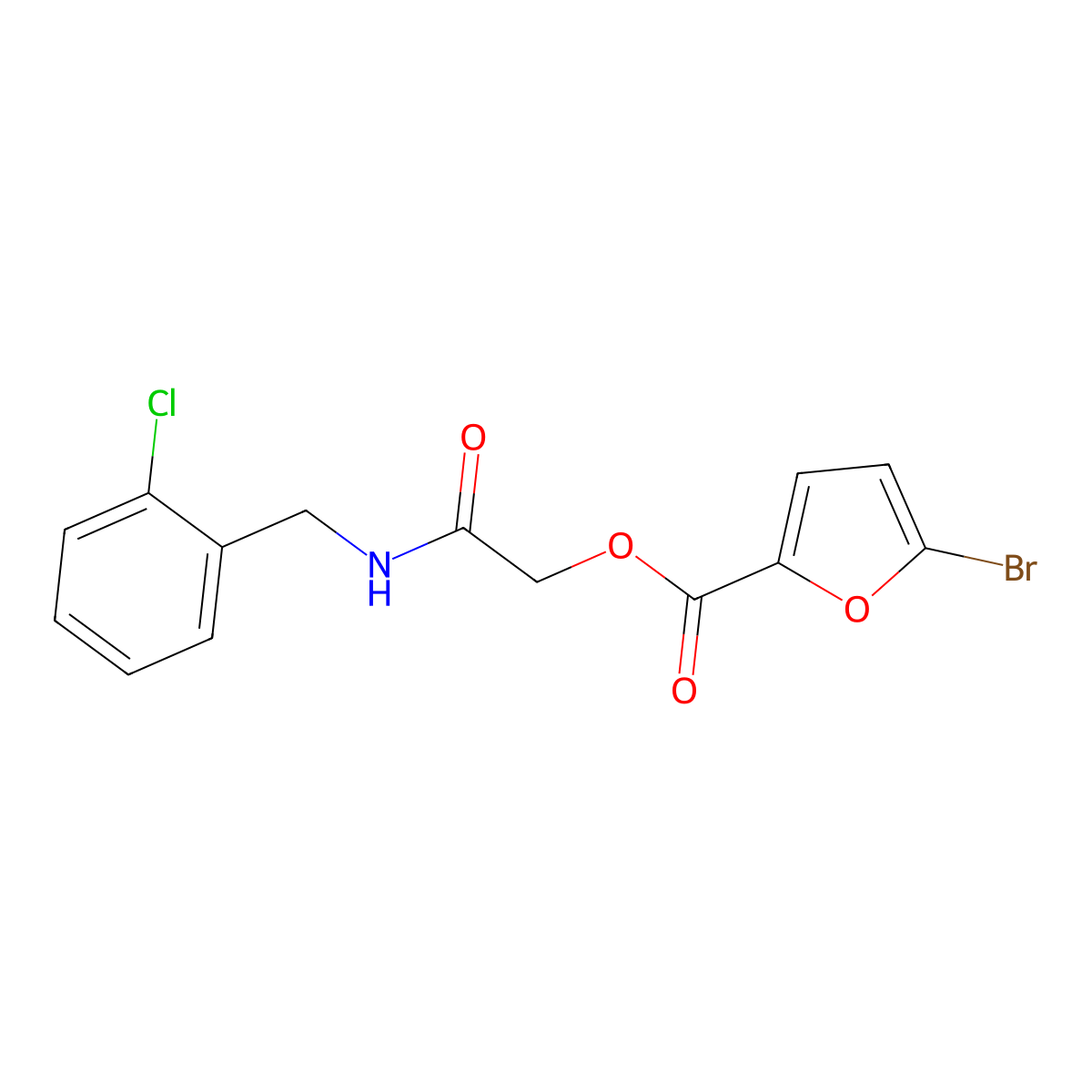{[(2-Chlorophenyl)methyl]carbamoyl}methyl 5-bromofuran-2-carboxylate molecular structure, CAS 386277-36-7