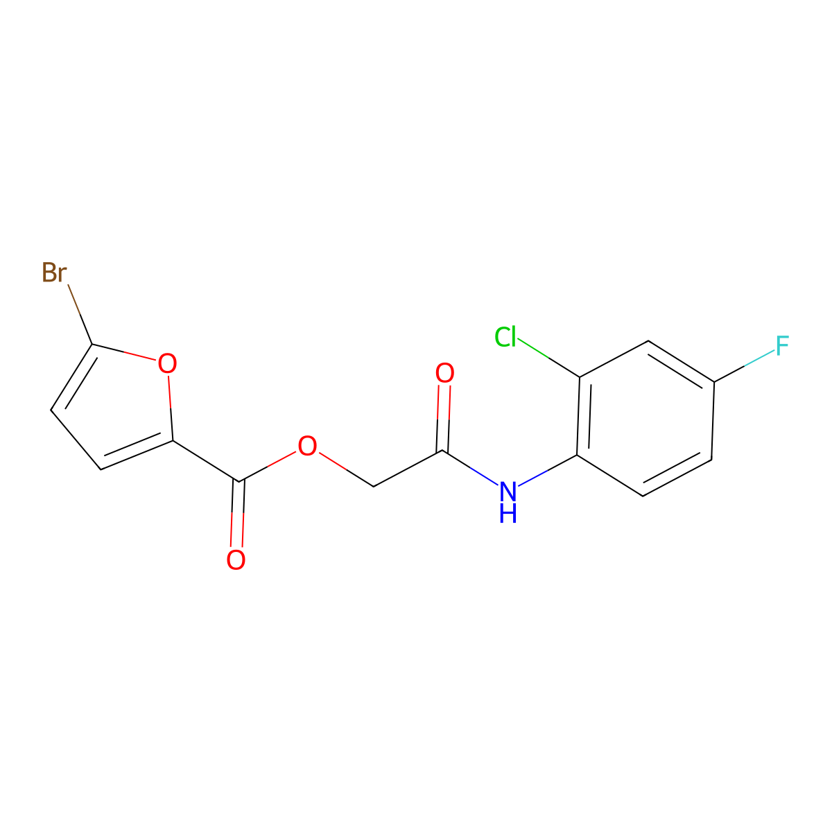 [2-(2-Chloro-4-fluoroanilino)-2-oxoethyl] 5-bromofuran-2-carboxylate molecular structure, CAS 386277-40-3