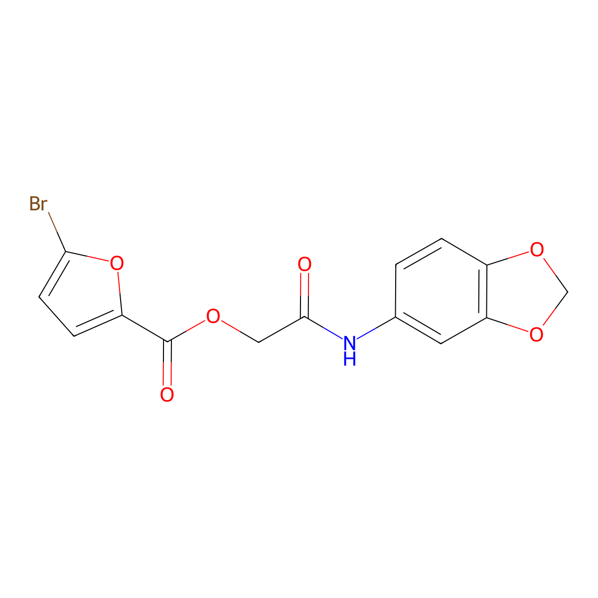 [(2H-1,3-benzodioxol-5-yl)carbamoyl]methyl 5-bromofuran-2-carboxylate molecular structure, CAS 386277-58-3