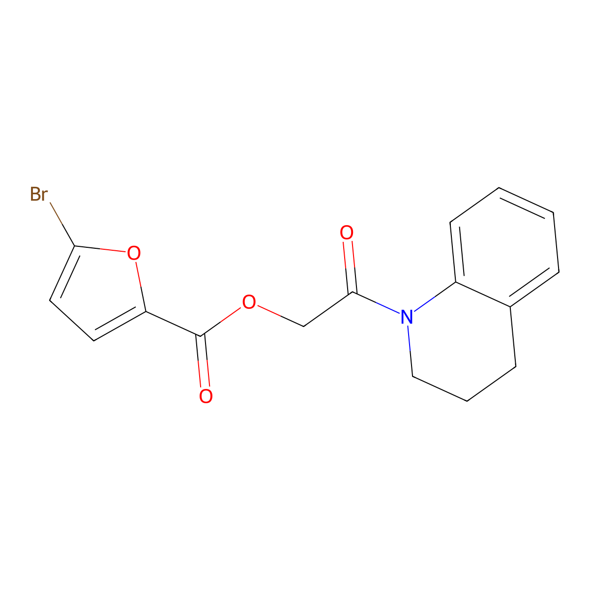 5-bromo-2-furancarboxylic acid [2-(3,4-dihydro-2H-quinolin-1-yl)-2-oxoethyl] ester molecular structure, CAS 386277-91-4