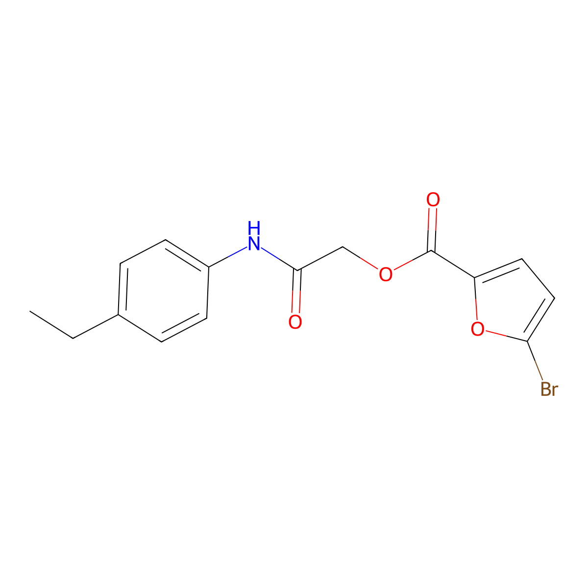 2-((4-Ethylphenyl)amino)-2-oxoethyl 5-bromofuran-2-carboxylate molecular structure, CAS 386277-99-2