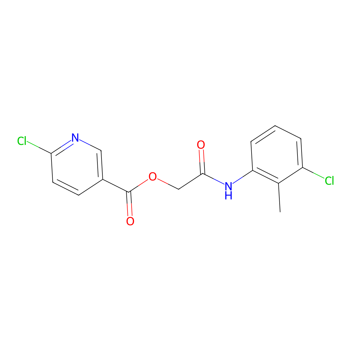 [(3-Chloro-2-methylphenyl)carbamoyl]methyl 6-chloropyridine-3-carboxylate molecular structure, CAS 386278-23-5