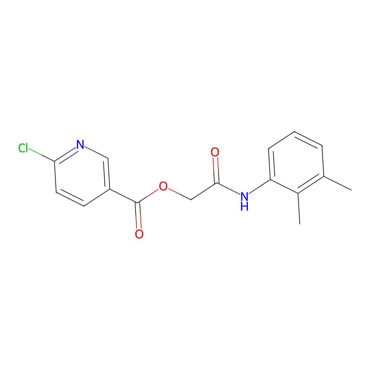 [(2,3-Dimethylphenyl)carbamoyl]methyl 6-chloropyridine-3-carboxylate molecular structure, CAS 386278-24-6