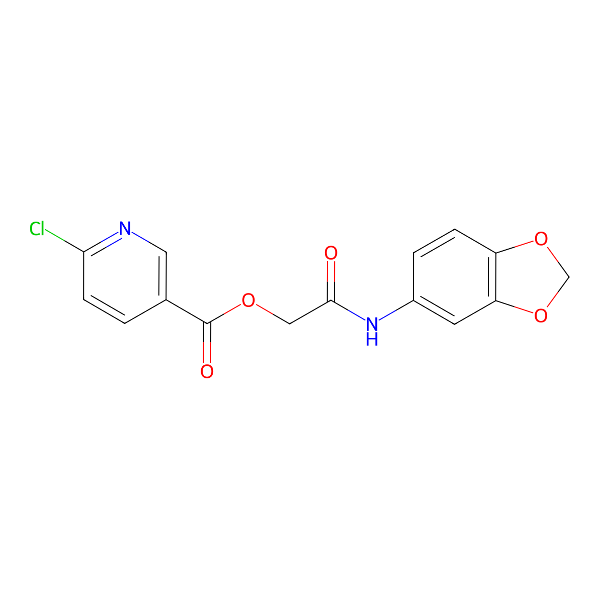 [(1,3-Dioxaindan-5-yl)carbamoyl]methyl 6-chloropyridine-3-carboxylate molecular structure, CAS 386279-27-2