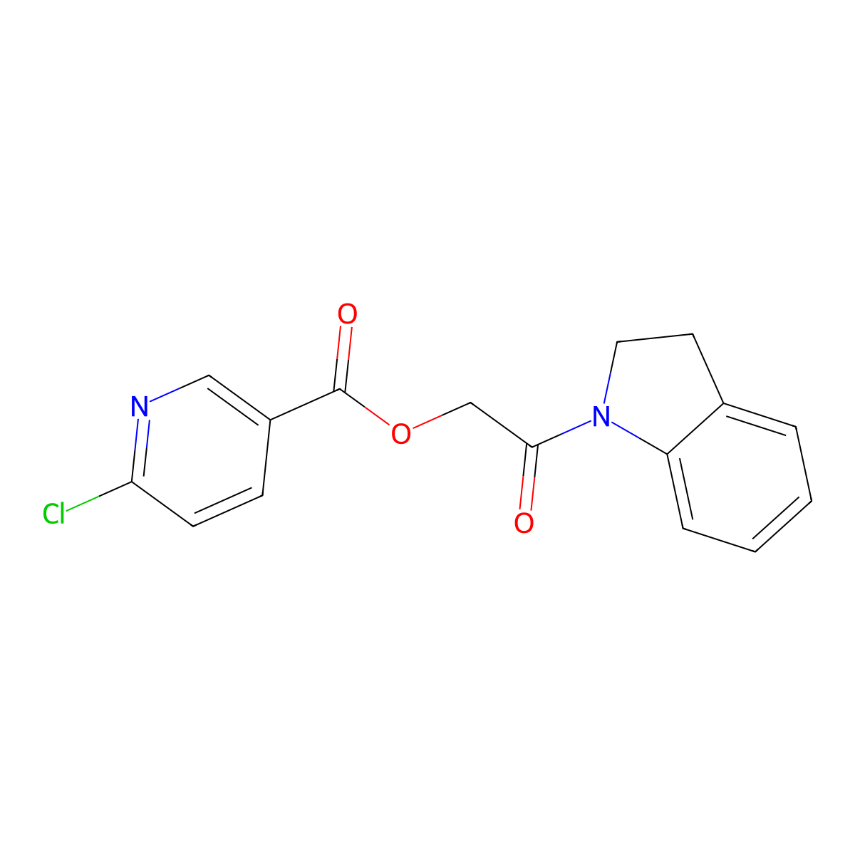 2-(2,3-dihydro-1H-indol-1-yl)-2-oxoethyl 6-chloropyridine-3-carboxylate molecular structure, CAS 386279-38-5