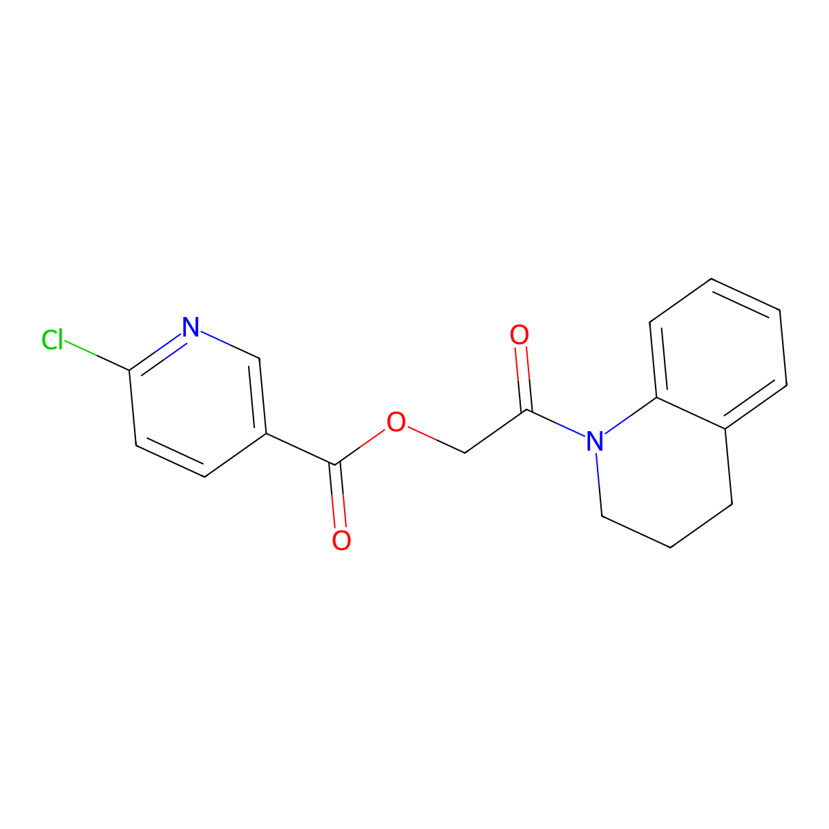 [2-(3,4-dihydro-2H-quinolin-1-yl)-2-oxoethyl] 6-chloropyridine-3-carboxylate molecular structure, CAS 386279-55-6