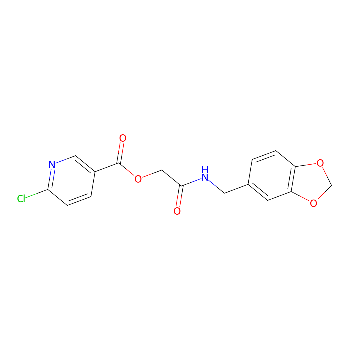 [2-(1,3-Benzodioxol-5-ylmethylamino)-2-oxoethyl] 6-chloropyridine-3-carboxylate molecular structure, CAS 386279-63-6