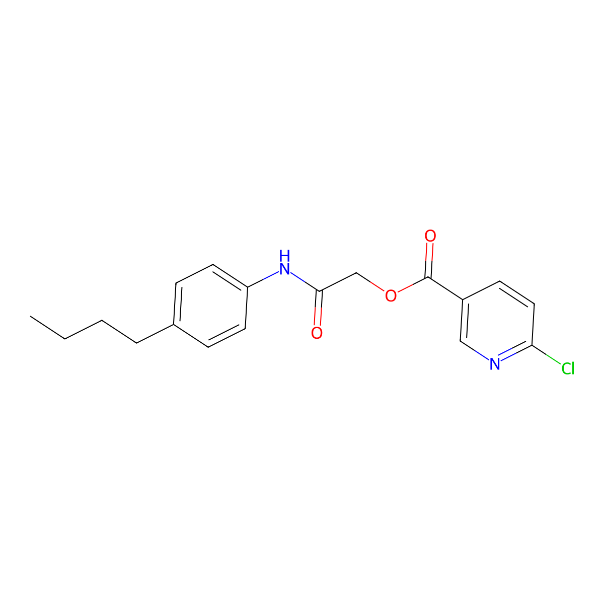 [(4-Butylphenyl)carbamoyl]methyl 6-chloropyridine-3-carboxylate molecular structure, CAS 386279-76-1