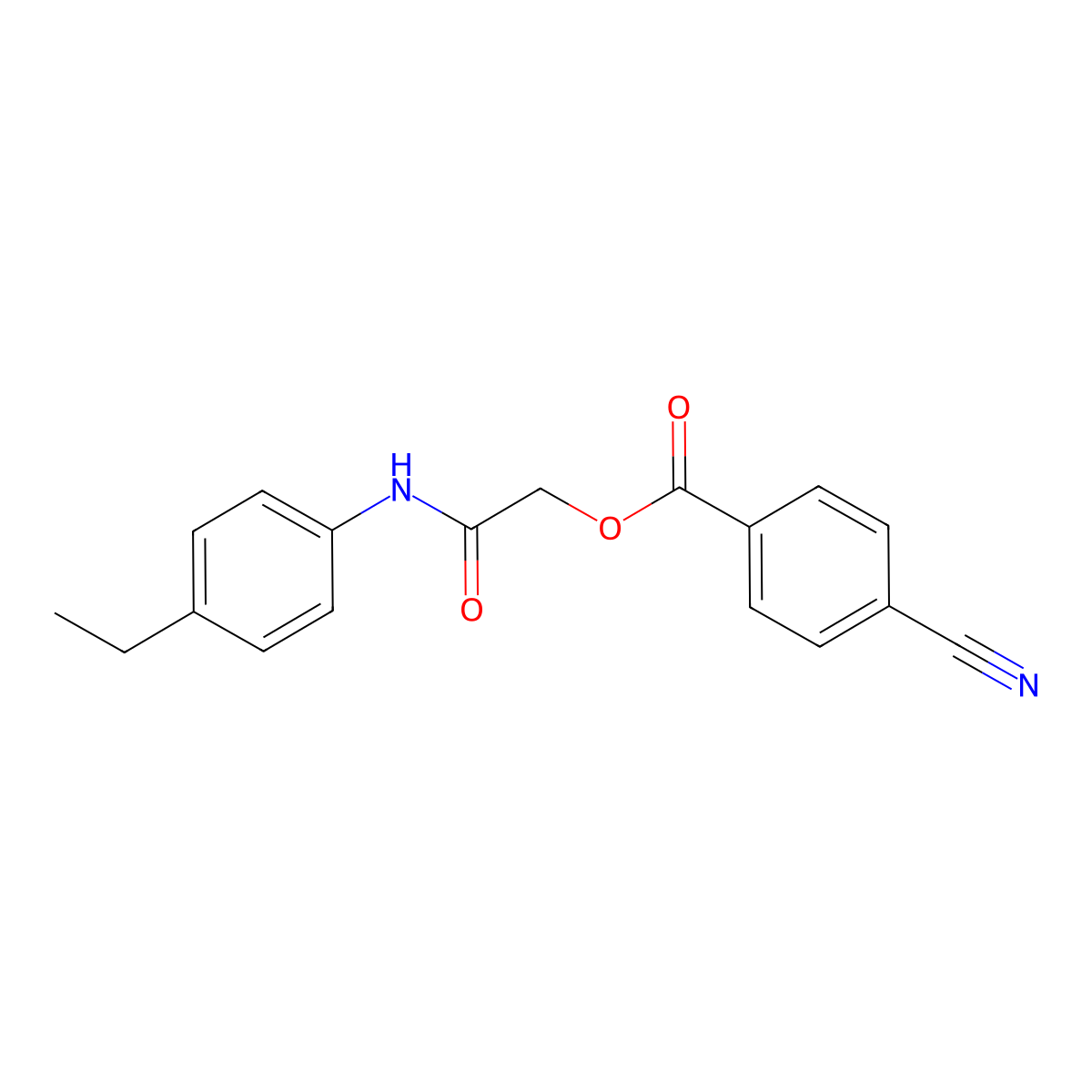 2-((4-Ethylphenyl)amino)-2-oxoethyl 4-cyanobenzoate molecular structure, CAS 386281-06-7
