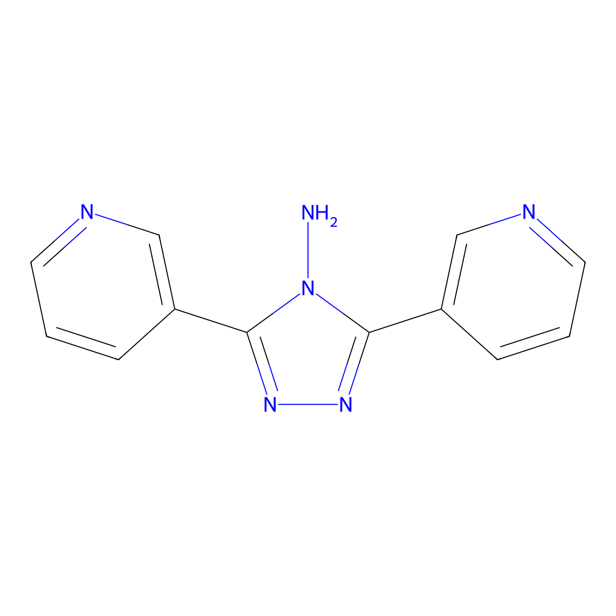3,5-di(pyridin-3-yl)-4H-1,2,4-triazol-4-amine molecular structure, CAS 38629-66-2