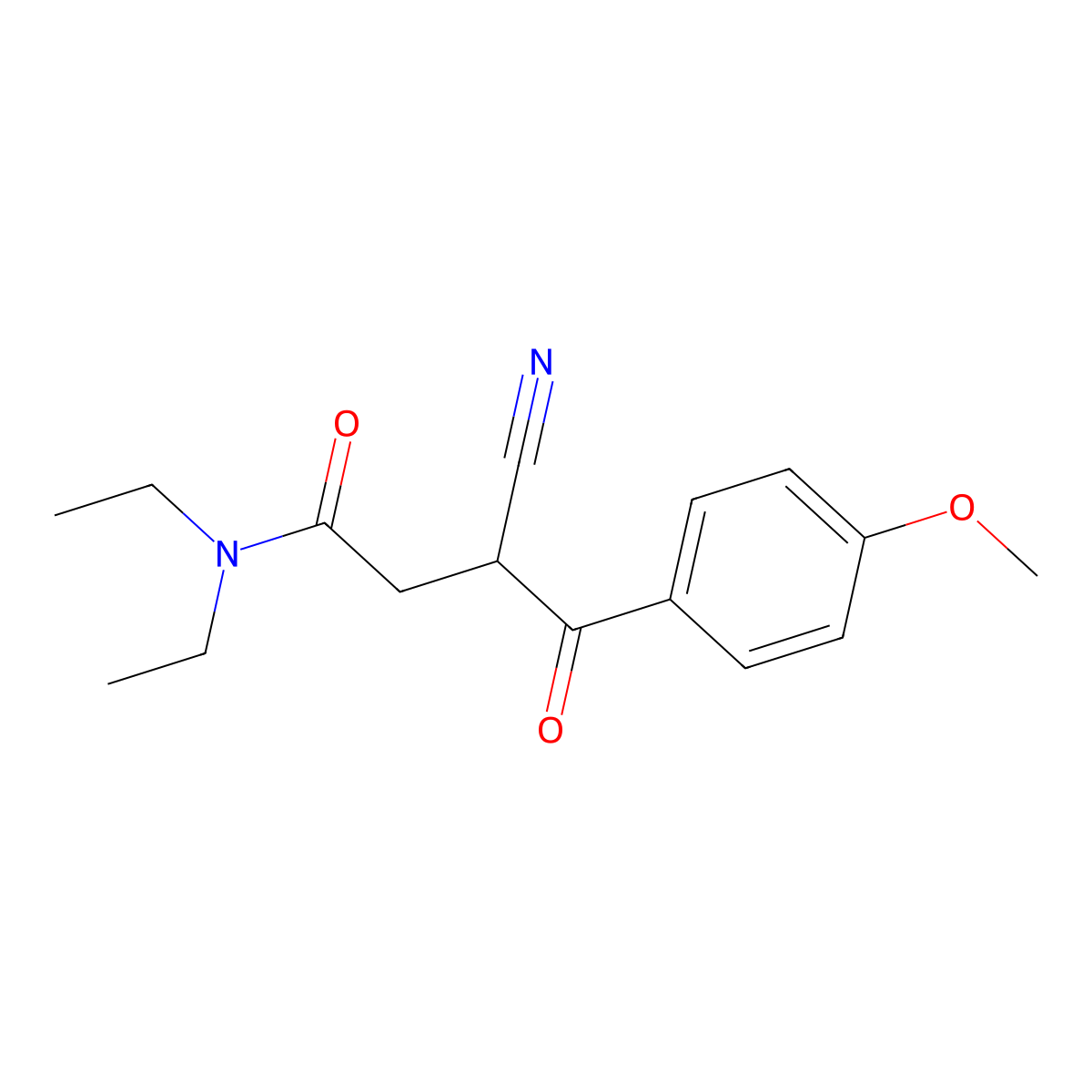 3-cyano-N,N-diethyl-4-(4-methoxyphenyl)-4-oxobutanamide molecular structure, CAS 386298-14-2