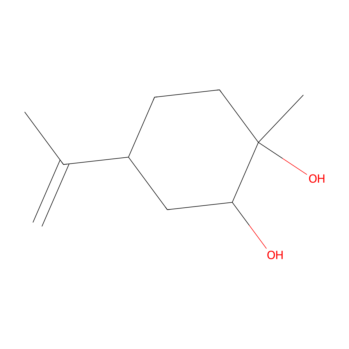 8-P-Menthene-1,2-diol, (+)- molecular structure, CAS 38630-75-0