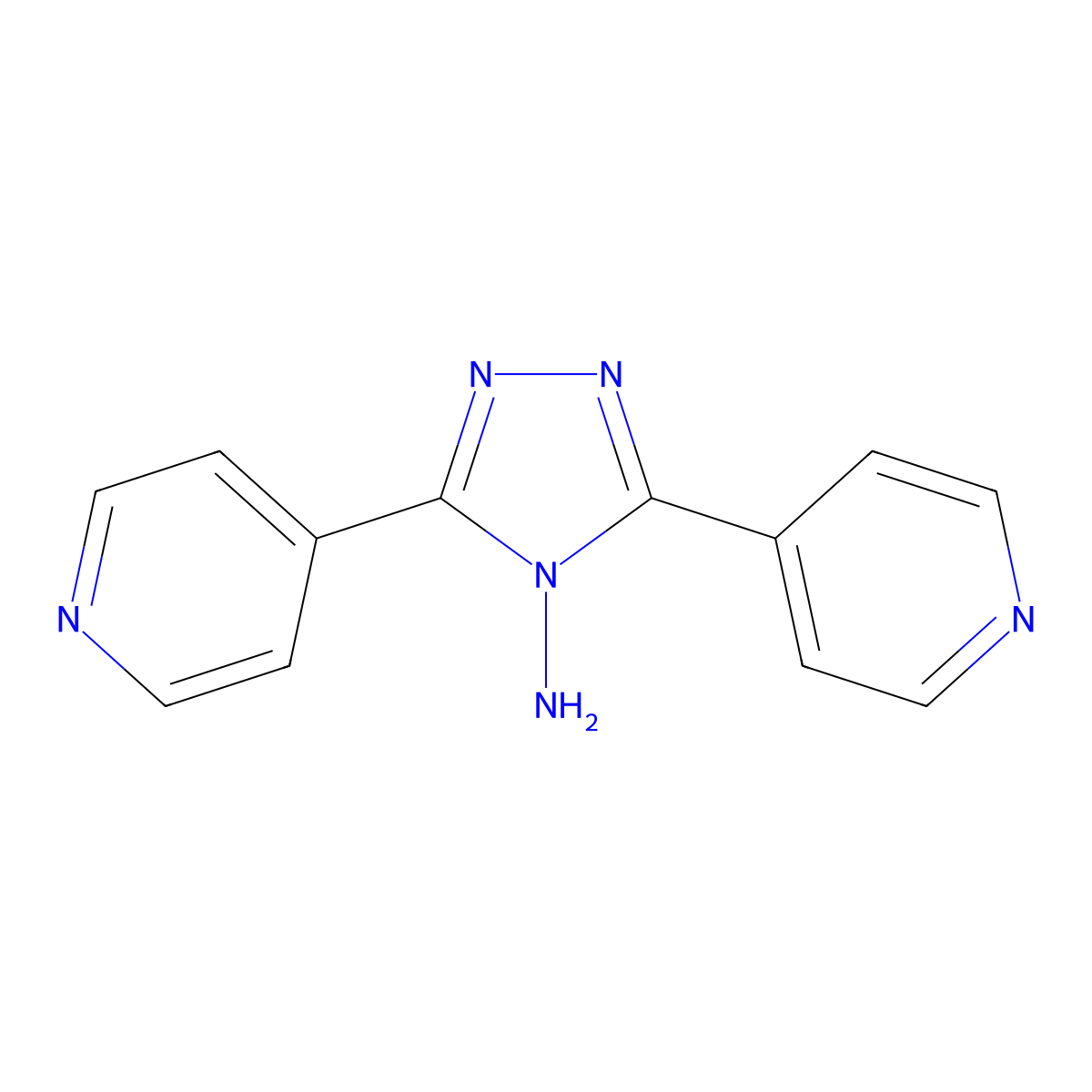 3,5-di(pyridin-4-yl)-4H-1,2,4-triazol-4-amine molecular structure, CAS 38634-05-8