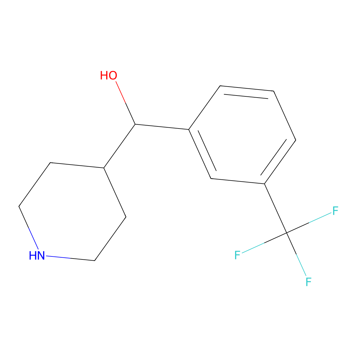 Piperidin-4-yl-(3-trifluoromethyl-phenyl)-methanol molecular structure, CAS 38646-29-6