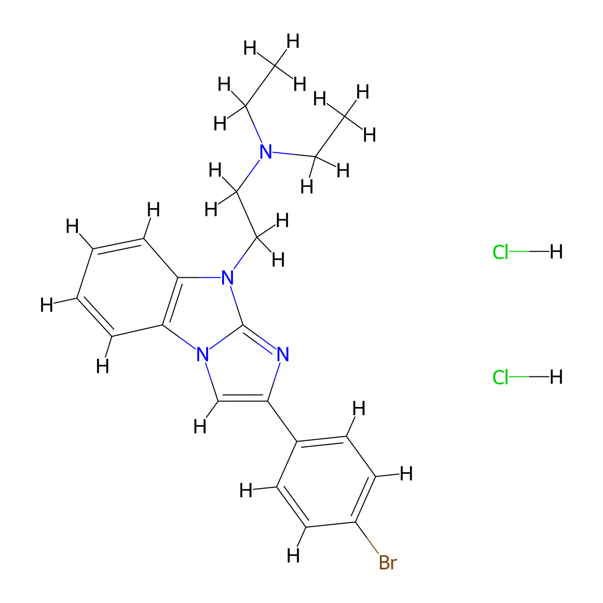 9H-Imidazo(1,2-a)benzimidazole, 2-(p-bromophenyl)-9-(2-(diethylamino)ethyl)-, dihydrochloride molecular structure, CAS 38652-51-6