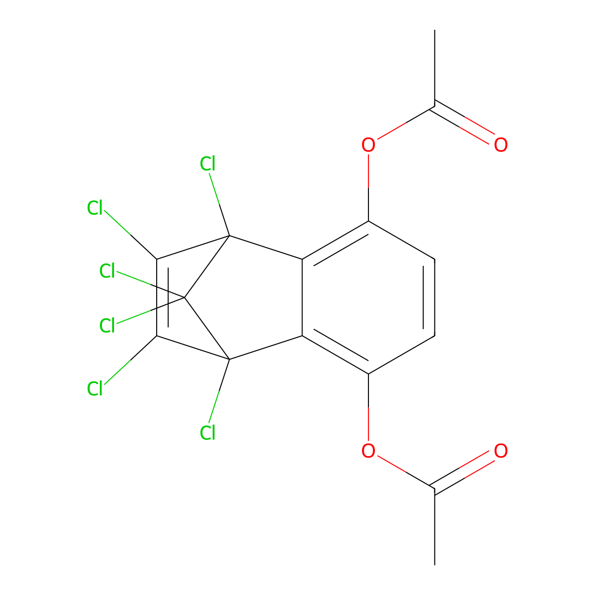 1,2,3,4,9,9-Hexachloro-1,4-dihydro-1,4-methanonaphthalene-5,8-diyl diacetate molecular structure, CAS 38658-82-1