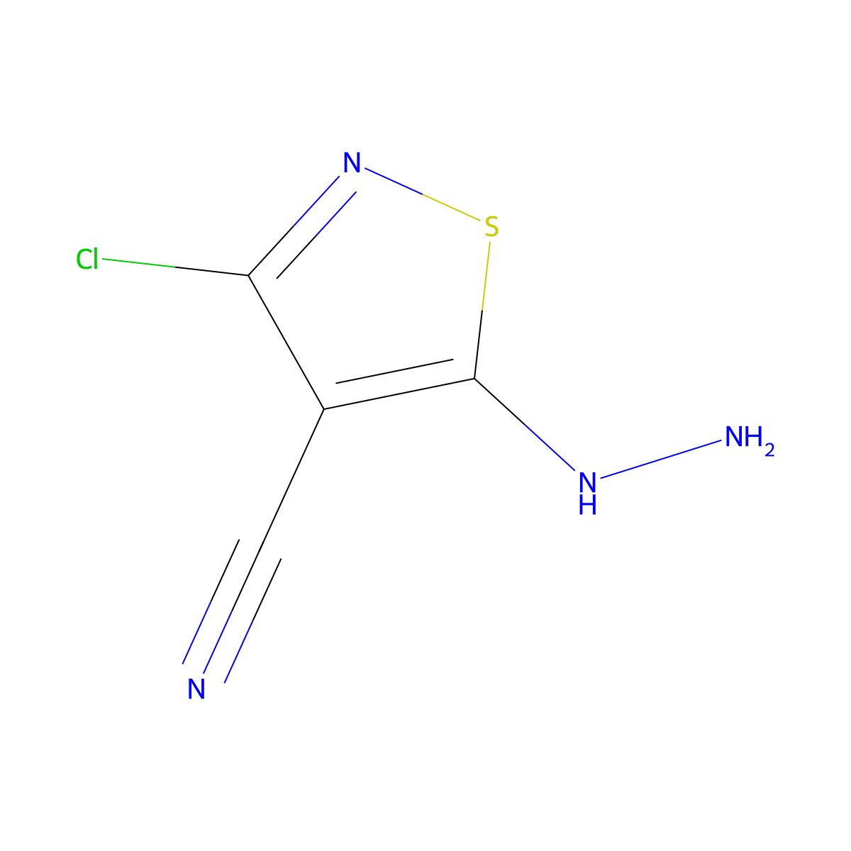 3-Chloro-5-hydrazinyl-1,2-thiazole-4-carbonitrile molecular structure, CAS 3866-31-7