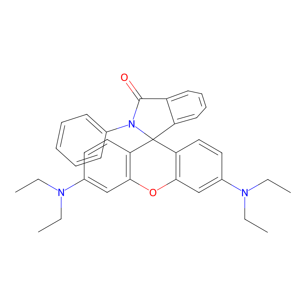 3',6'-Bis(diethylamino)-2-phenylspiro(isoindole-3,9'-xanthene)-1-one molecular structure, CAS 38660-35-4