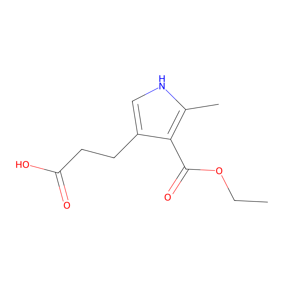 2-Methyl-3-carbethoxy-4-(3-propionic acid)pyrrole molecular structure, CAS 38664-16-3