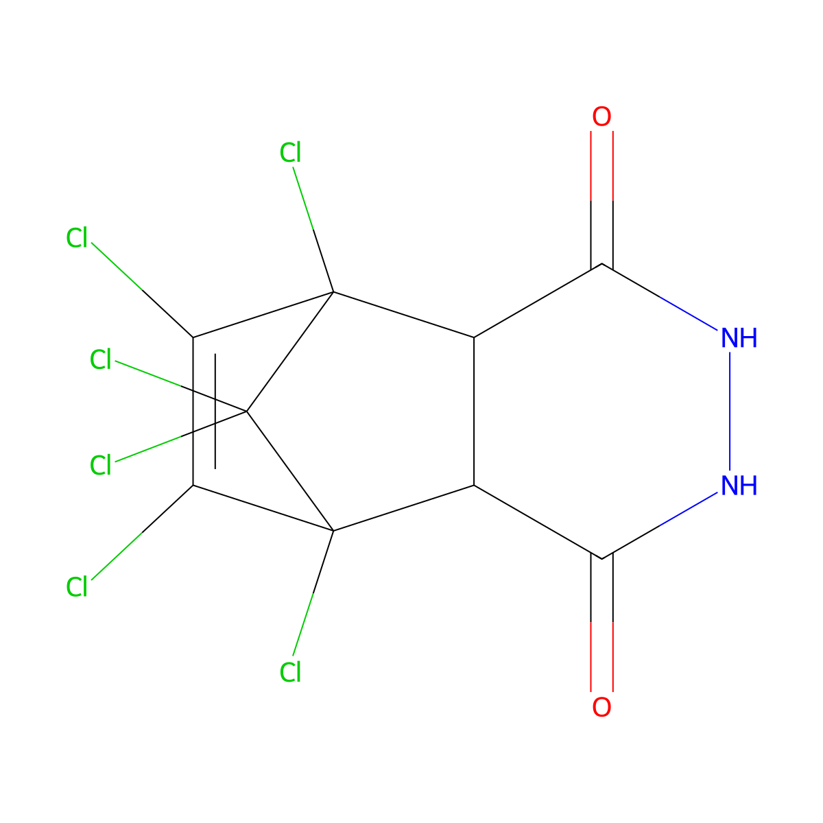 5,6,7,8,9,9-Hexachloro-2,3,4a,5,8,8a-hexahydro-5,8-methanophthalazine-1,4-dione molecular structure, CAS 38667-89-9