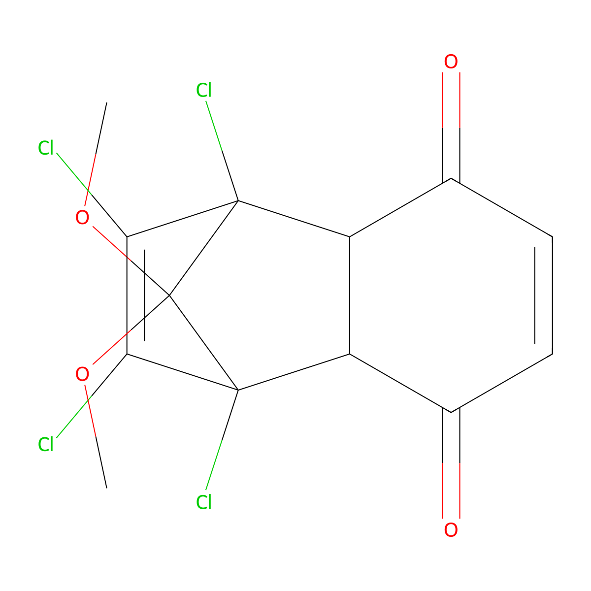 1,4-Methanonaphthalene-5,8-dione, 1,2,3,4-tetrachloro-1,4,4a,8a-tetrahydro-9,9-dimethoxy- molecular structure, CAS 38667-90-2