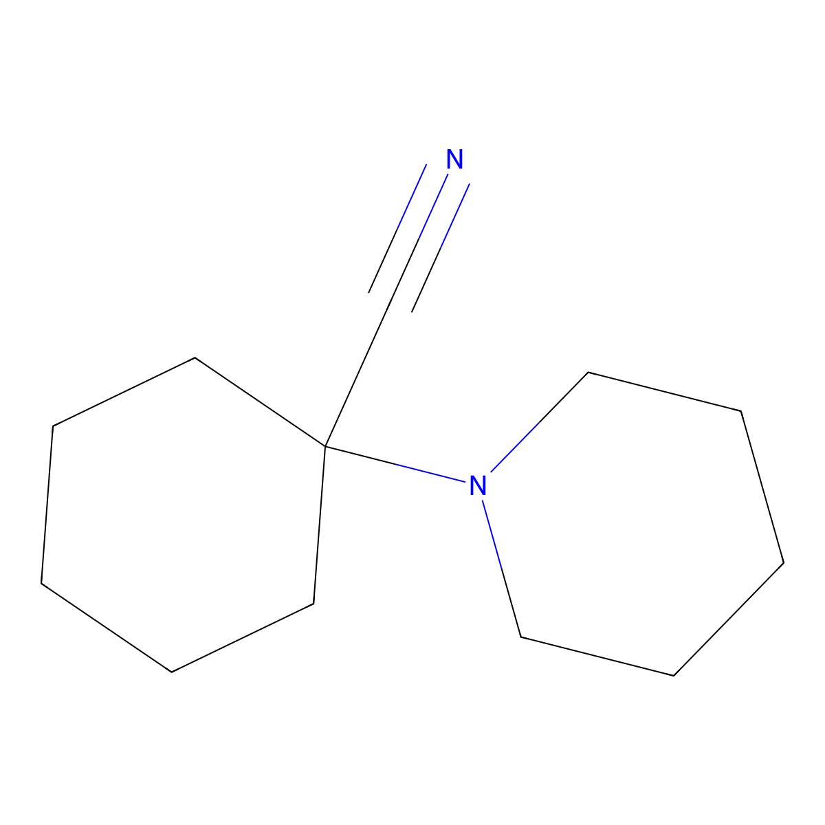 1-Piperidinocyclohexanecarbonitrile molecular structure, CAS 3867-15-0
