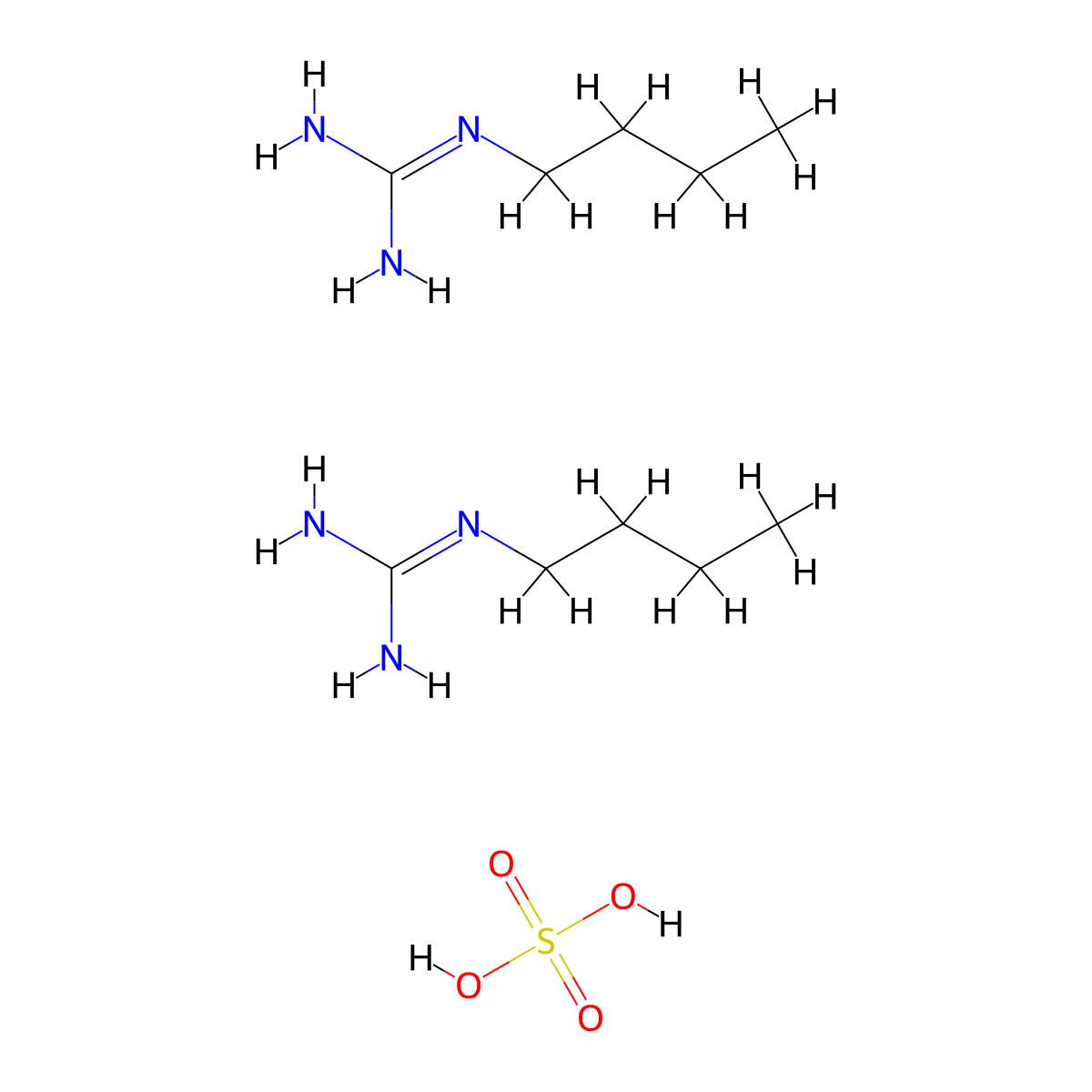 Butylguanidine sulfate molecular structure, CAS 3867-74-1