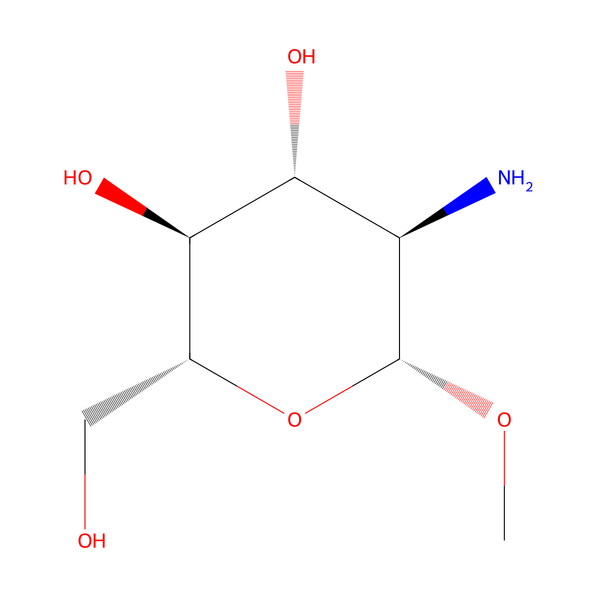 Methyl 2-amino-2-deoxy-beta-D-glucopyranoside molecular structure, CAS 3867-92-3