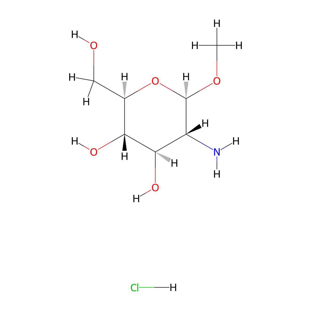 Methyl 2-amino-2-deoxy-b-D-glucopyranoside HCl molecular structure, CAS 3867-93-4