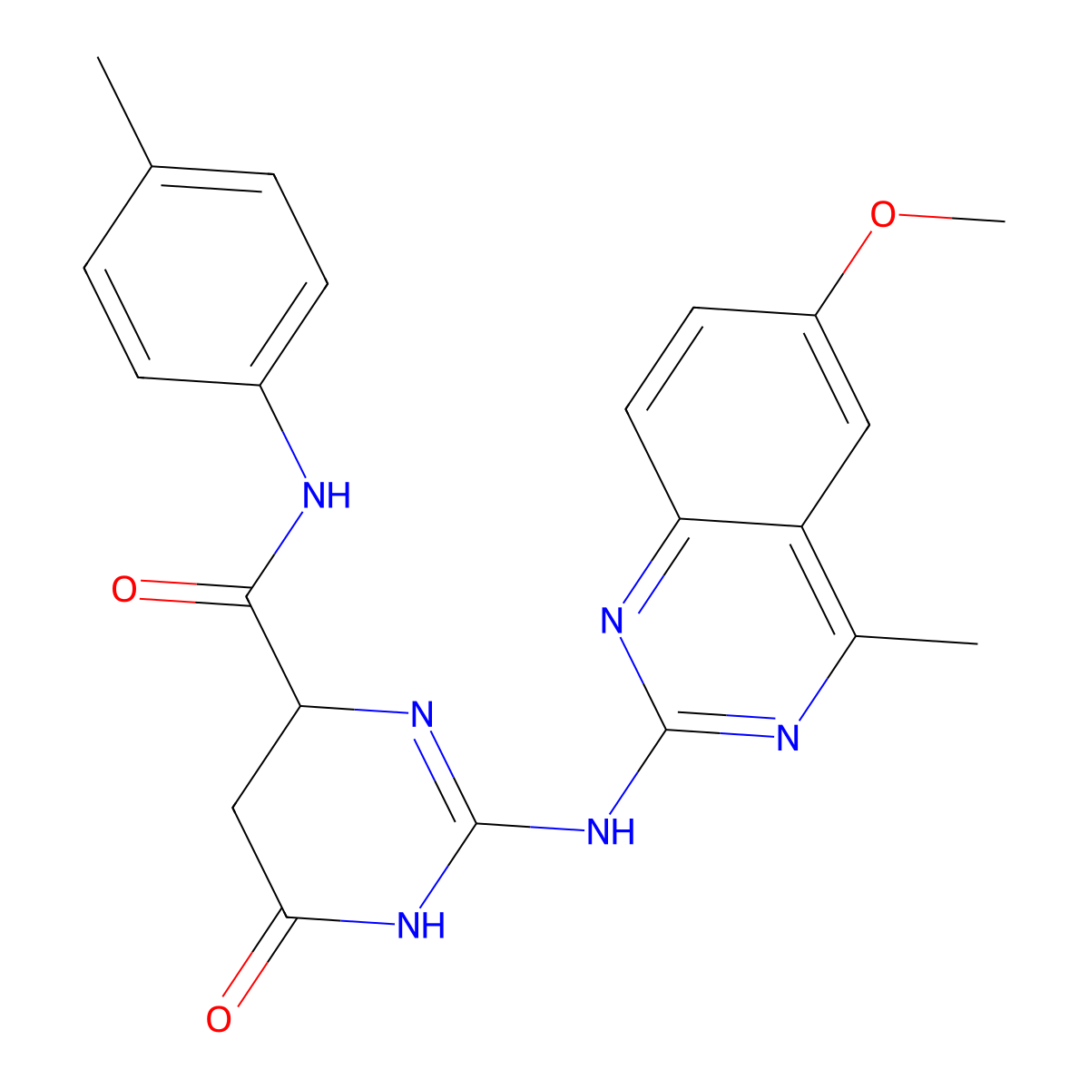 2-[(6-methoxy-4-methylquinazolin-2-yl)amino]-N-(4-methylphenyl)-6-oxo-4,5-dihydro-1H-pyrimidine-4-carboxamide molecular structure, CAS 386702-00-7