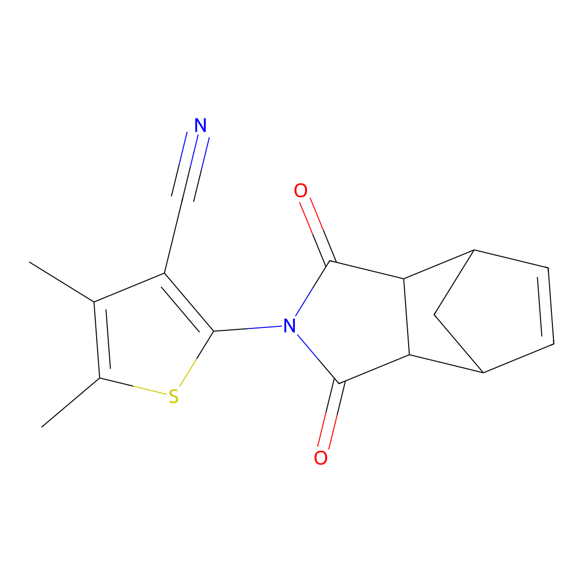 2-(1,3-dioxo-3a,4,7,7a-tetrahydro-1H-4,7-methanoisoindol-2(3H)-yl)-4,5-dimethylthiophene-3-carbonitrile molecular structure, CAS 386702-13-2