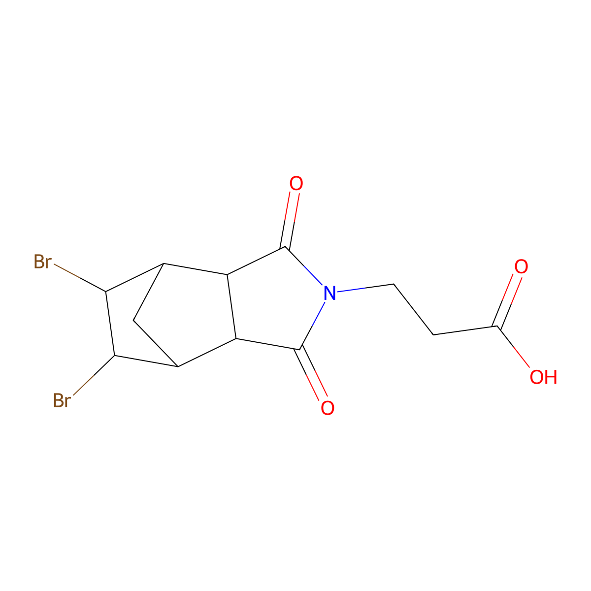 3-(5,6-dibromo-1,3-dioxooctahydro-2H-4,7-methanoisoindol-2-yl)propanoic acid molecular structure, CAS 386702-30-3