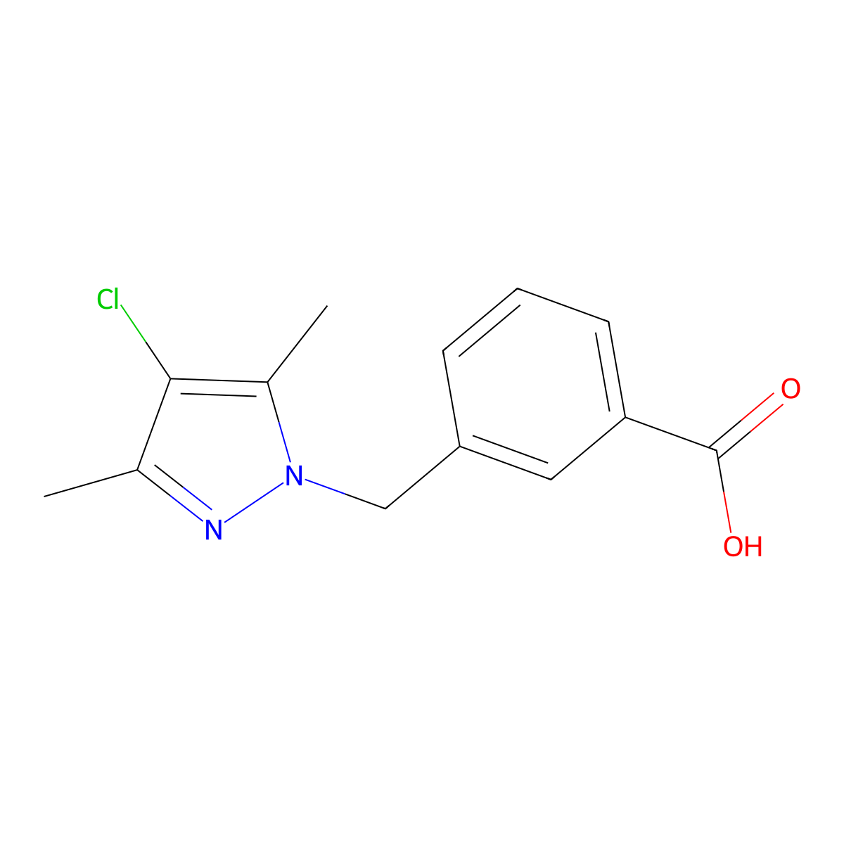 3-[(4-chloro-3,5-dimethyl-1H-pyrazol-1-yl)methyl]benzoic acid molecular structure, CAS 386705-82-4