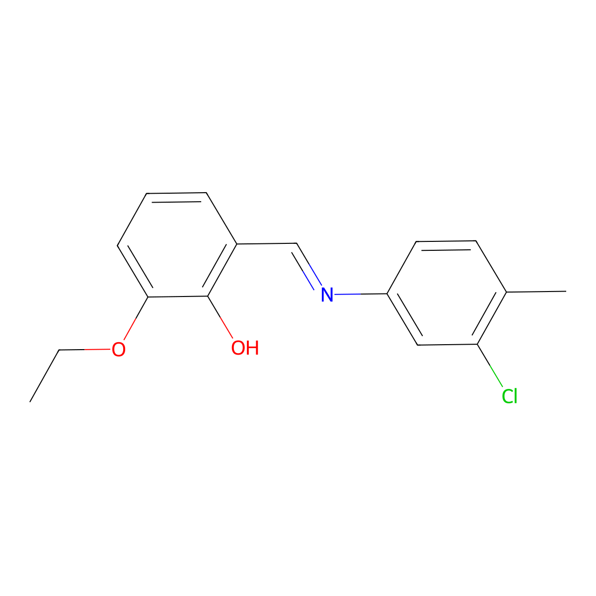 2-{(E)-[(3-chloro-4-methylphenyl)imino]methyl}-6-ethoxyphenol molecular structure, CAS 386708-60-7