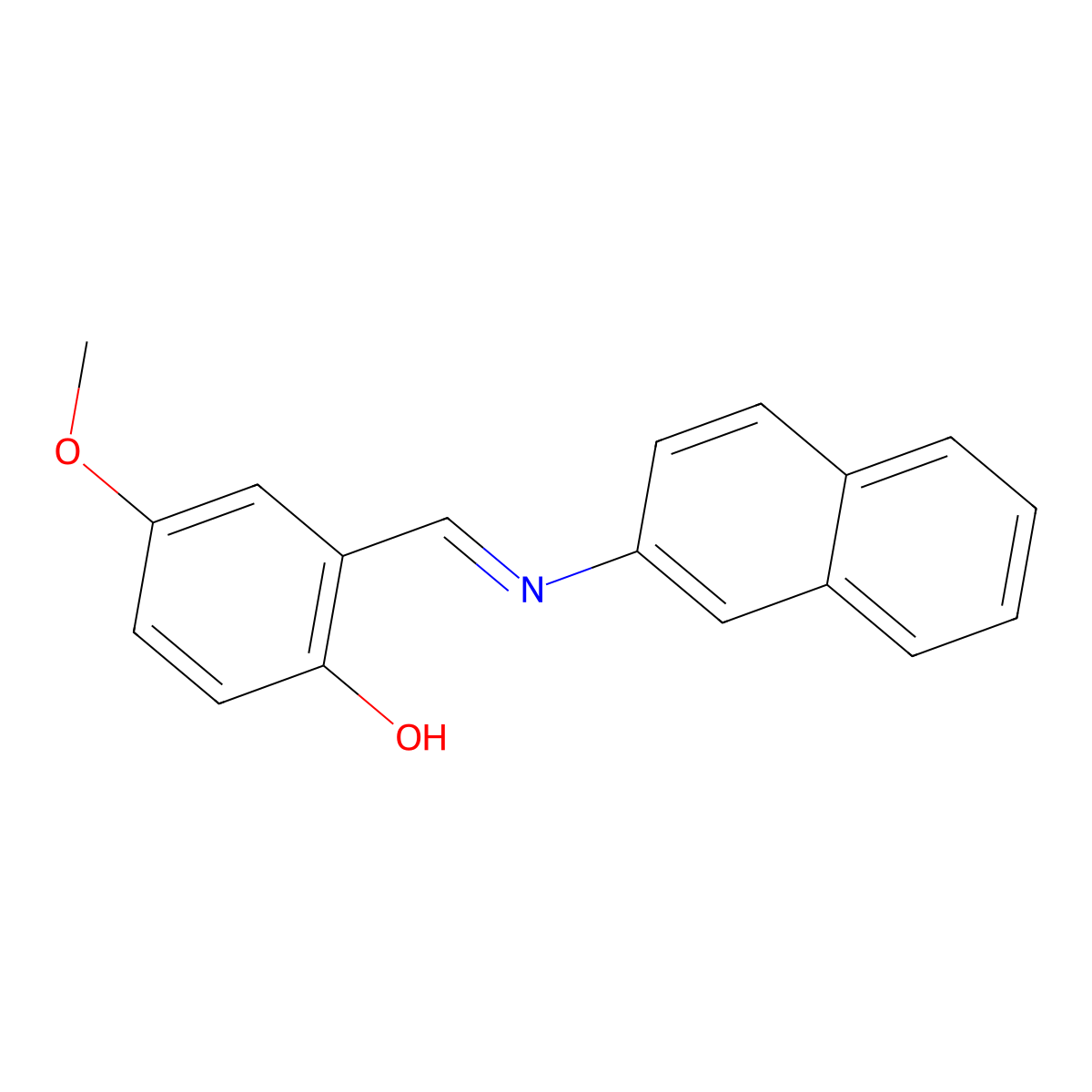 4-Methoxy-2-{[(naphthalen-2-yl)imino]methyl}phenol molecular structure, CAS 386710-39-0