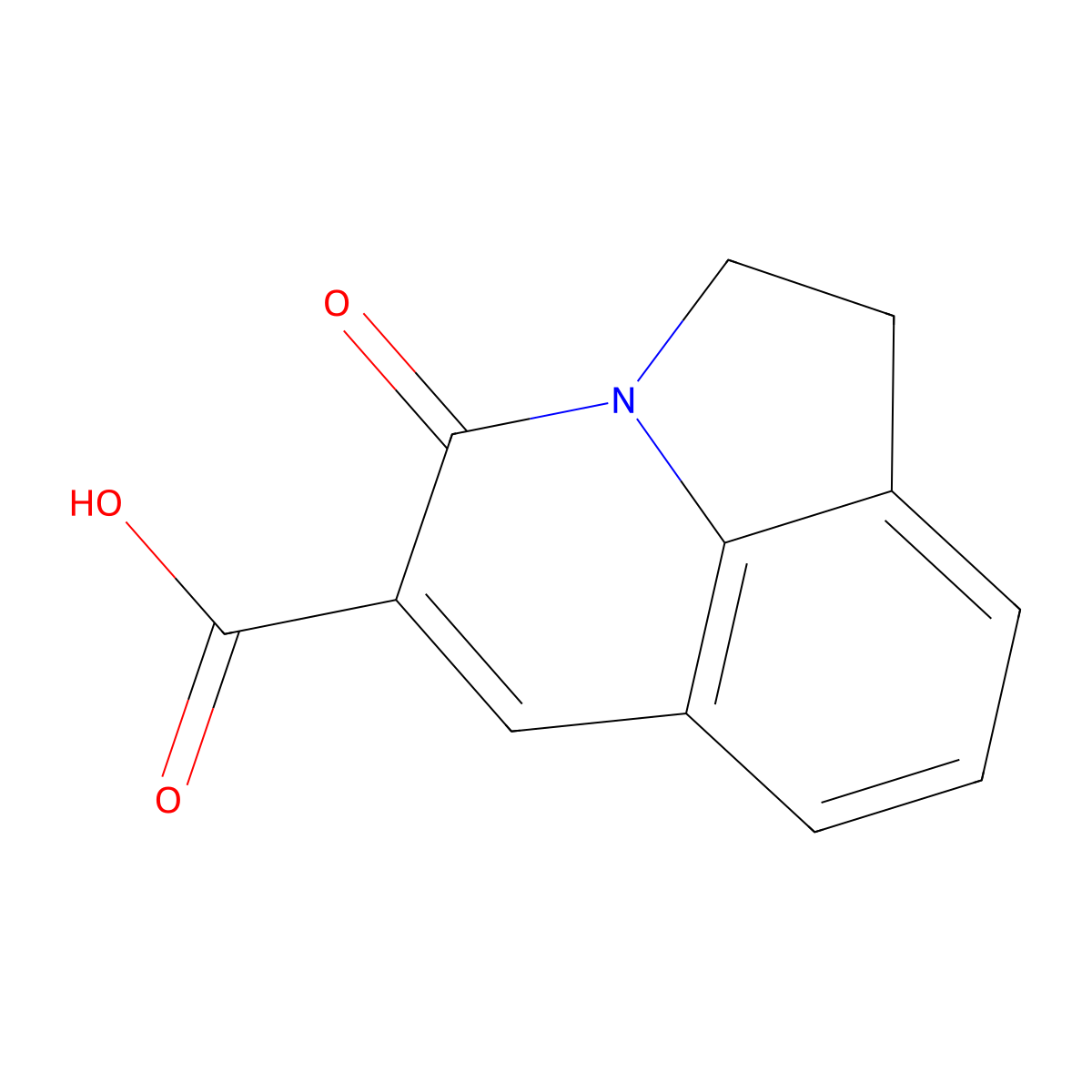 4-Oxo-1,2-dihydro-4H-pyrrolo(3,2,1-ij)quinoline-5-carboxylic acid molecular structure, CAS 386715-43-1