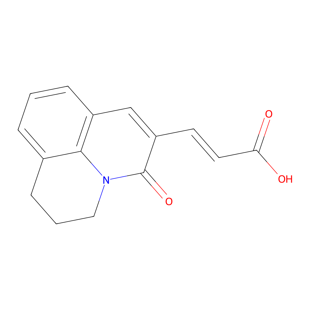 (2E)-3-(5-Oxo-2,3-dihydro-1H,5H-pyrido(3,2,1-ij)quinolin-6-yl)acrylic acid molecular structure, CAS 386715-44-2
