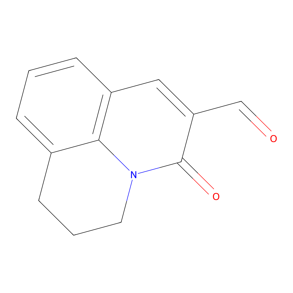 5-Oxo-2,3-dihydro-1H,5H-pyrido[3,2,1-ij]quinoline-6-carbaldehyde molecular structure, CAS 386715-48-6