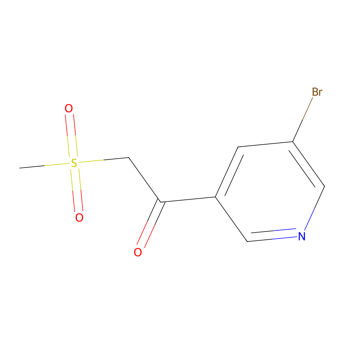 1-(5-Bromopyridin-3-yl)-2-(methylsulfonyl)ethanone molecular structure, CAS 386715-50-0
